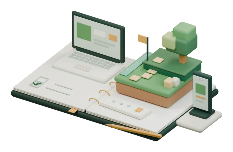 端末と遊ぶ場所を確認する準備ノートのイラスト